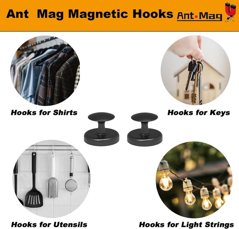 Ant Mag Magnetic Hooks Heavy Duty for Coat Hanging Strong Magnetic Hangers for Metal Surface Great Organization for Cruise Cabinet Door Kitchen Room Office - Image 5